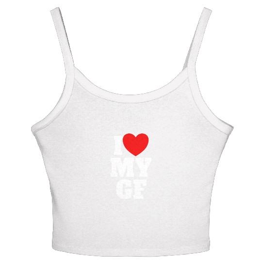 I Love My GF Red Heart Matching Couple Girlfriend Women's Spaghetti Strap Tank Top