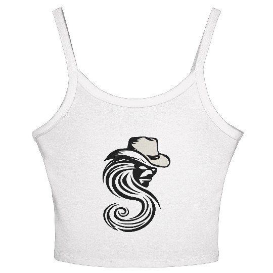 Dust Devil Cowboy Design Vector 2 Colors Women's Spaghetti Strap Tank Top