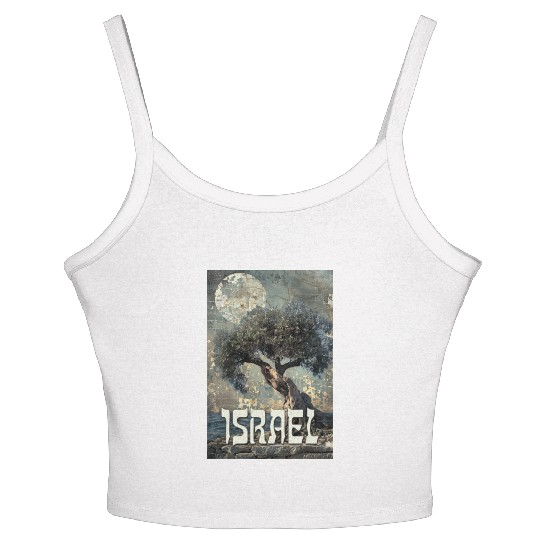 Israeli Scene with Olive Tree and the Women's Spaghetti Strap Tank Top