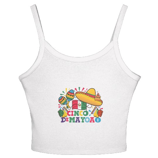 Cinco de Mayo: Mexican Flag Design Women's Spaghetti Strap Tank Top