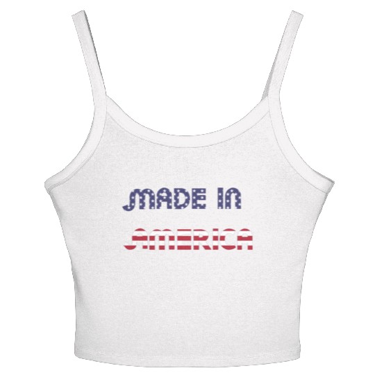 Made in America American Flag Font Funny Patriotic Women's Spaghetti Strap Tank Top