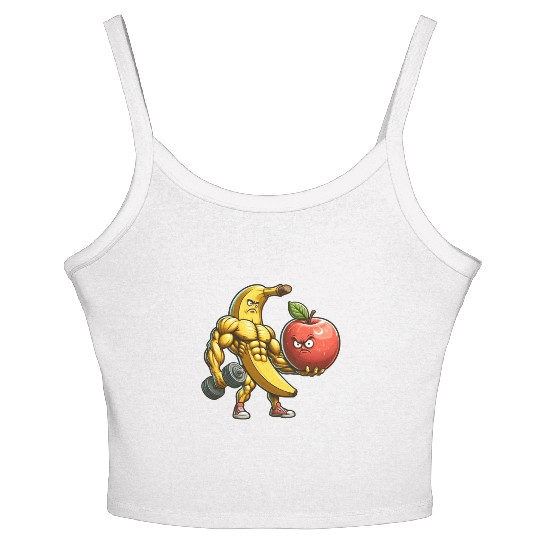 Muscular banana lifts huge apple Women's Spaghetti Strap Tank Top
