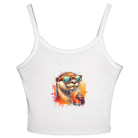Cute Sea Otter Women's Spaghetti Strap Tank Top Gift for Animal Lover
