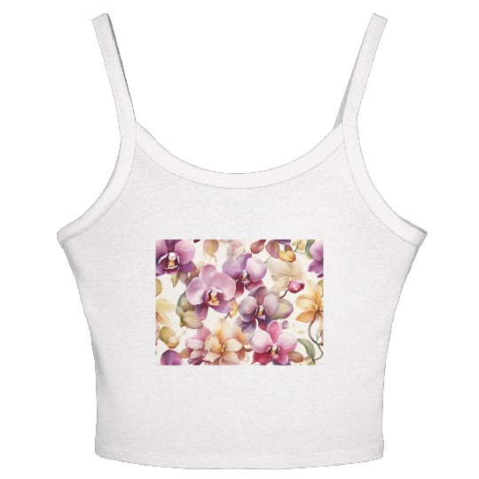 Sweet Watercolor Orchid Art Women's Spaghetti Strap Tank Top