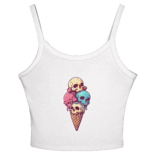 skull ice cream Women's Spaghetti Strap Tank Top