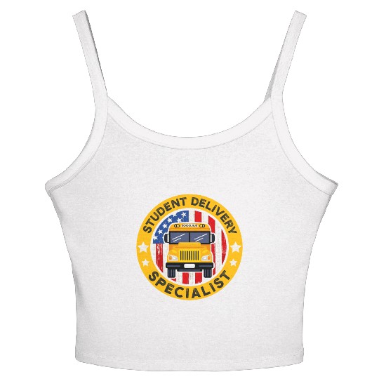 School Bus Driver American Flag School Bus Driver Women's Spaghetti Strap Tank Top