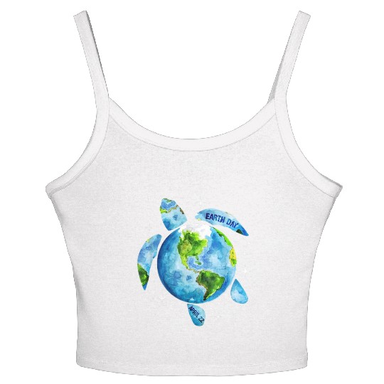 Earth Day Restore Earth Sea Turtle Art Women's Spaghetti Strap Tank Top