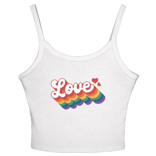 Love with hearts Pride Rainbow Flag Women's Spaghetti Strap Tank Top