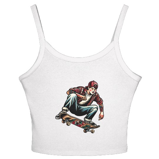 AI Old School 90s Teen Skater Women's Spaghetti Strap Tank Top