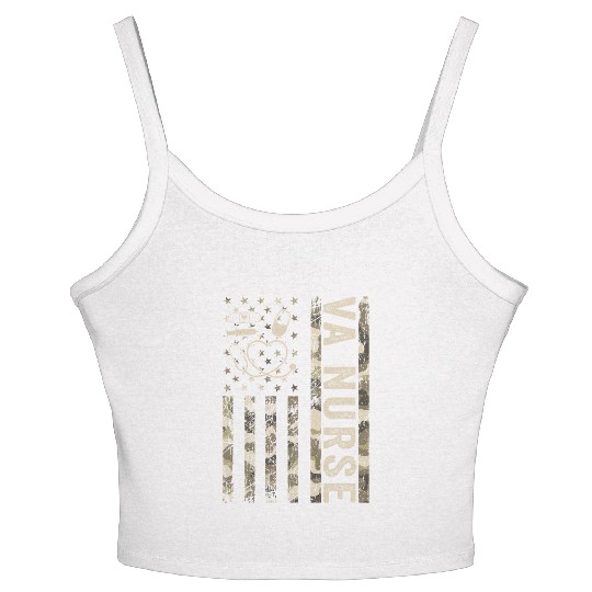 VA Nurse Camouflage Patriotic US Flag Nurse Life Women's Spaghetti Strap Tank Top