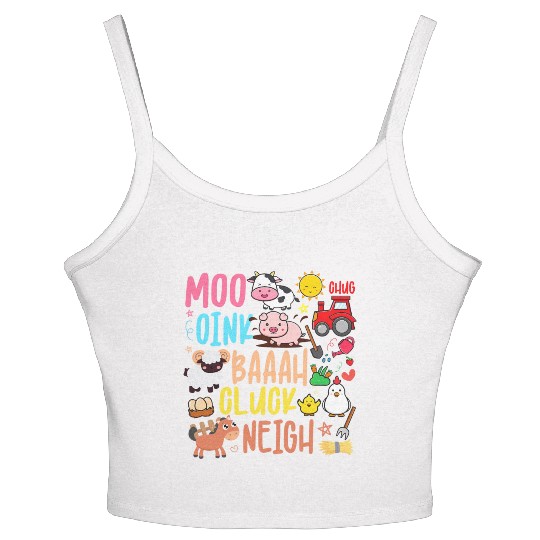 Farm Animals Sounds Oink Baa Neigh Cluck Moo Women's Spaghetti Strap Tank Top
