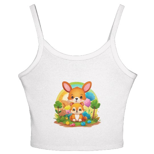 Kangaroo Kingdom Threads: Embrace Nature's Harmony Women's Spaghetti Strap Tank Top