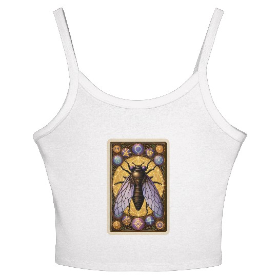 CICADA INVASION 2024 TAROT CARD, CICADAGEDDON 2024 Women's Spaghetti Strap Tank Top