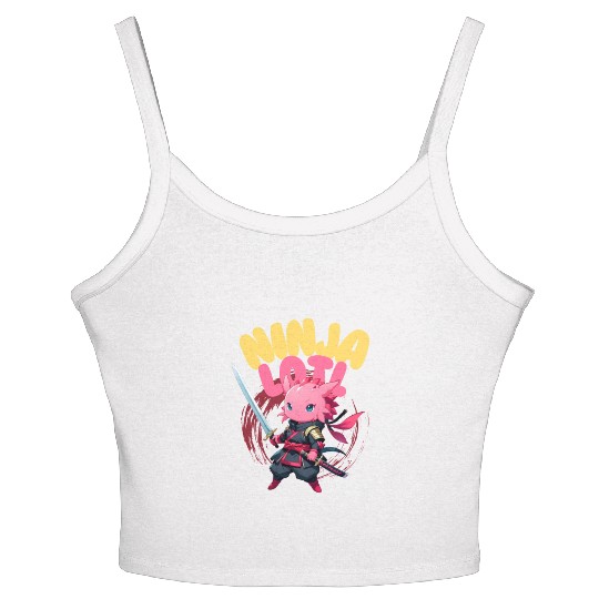 Kawaii Axolotl Ninja Women's Spaghetti Strap Tank Top