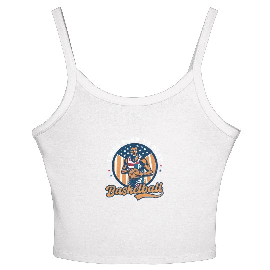 4th Of July Basketball Born To Play Basketball Women's Spaghetti Strap Tank Top
