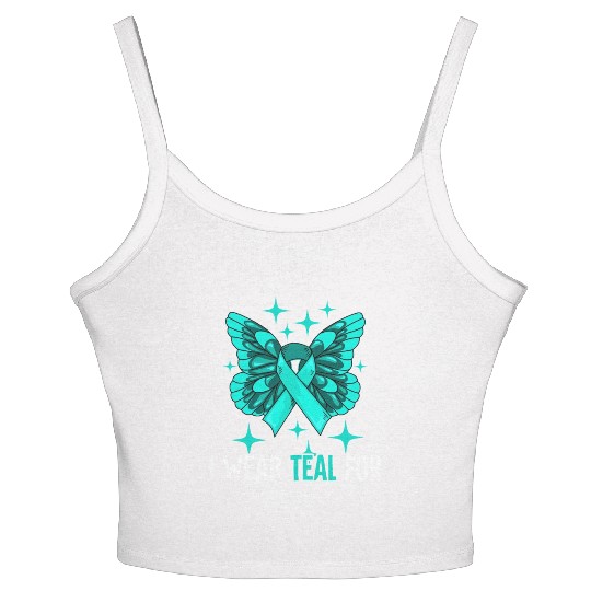 I Wear Teal For Ovarian Cancer Awareness Women's Spaghetti Strap Tank Top