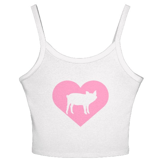 I Love Pigs pig heart piggy piglet silhouette Women's Spaghetti Strap Tank Top