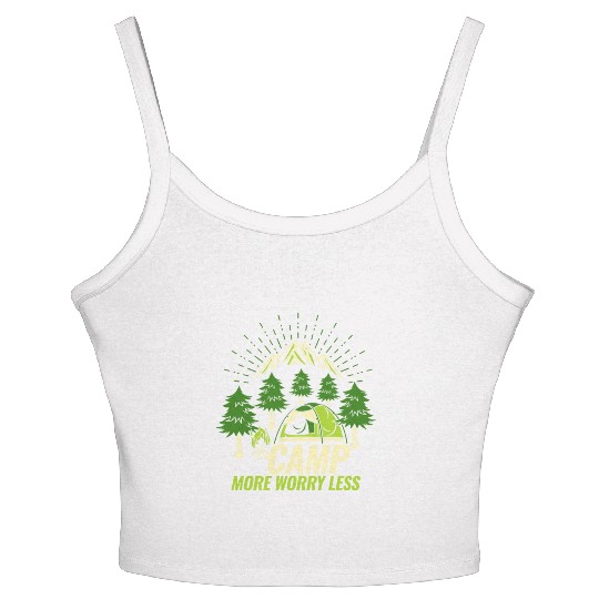 Camping Camp more Worry less Women's Spaghetti Strap Tank Top