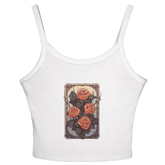 Rose Tarot Card Reader Astrology Occult Women's Spaghetti Strap Tank Top