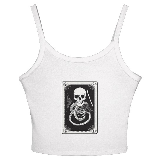 Skull Tarot Card Reader Astrology Occult Women's Spaghetti Strap Tank Top