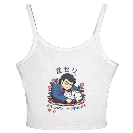 Grumpy Cuddles: Sumotori Napping Japanese Style Women's Spaghetti Strap Tank Top