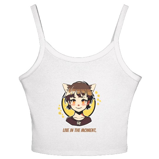 Live in the Moment: Manga Anime Girl Women's Spaghetti Strap Tank Top