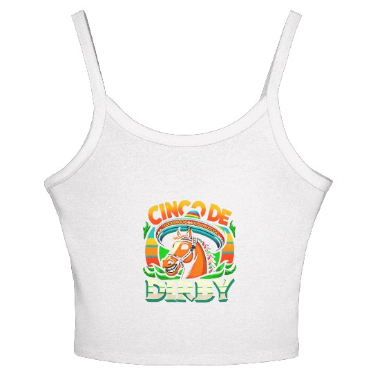 cinco de derby cinco de mayo fiesta Horse Racing Women's Spaghetti Strap Tank Top