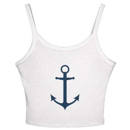 Navy Blue Sailing Boat Anchor Women's Spaghetti Strap Tank Top