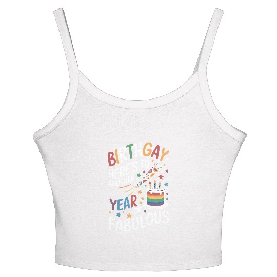 Birthgay Gay Pride Flag Pride Month Equal Rights Women's Spaghetti Strap Tank Top