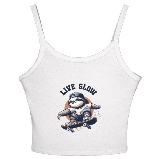 Skate Slow: Urban Sloth Skater Women's Spaghetti Strap Tank Top