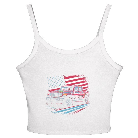 Jeep Gladiator JT US Flag Women's Spaghetti Strap Tank Top