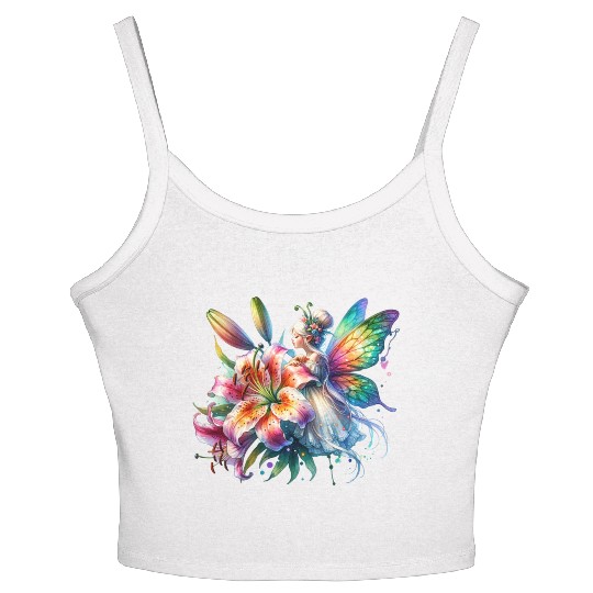 Tiger Lily Fairy Floral Fantasy Watercolor Women's Spaghetti Strap Tank Top