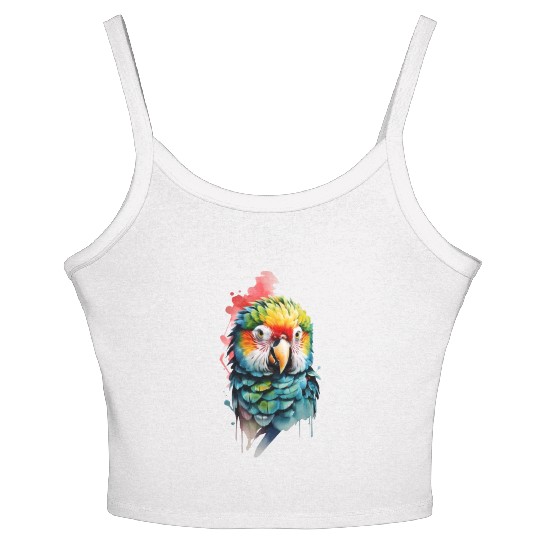 Macaw, Budgie Cockatoo, Parrot Flock Women's Spaghetti Strap Tank Top