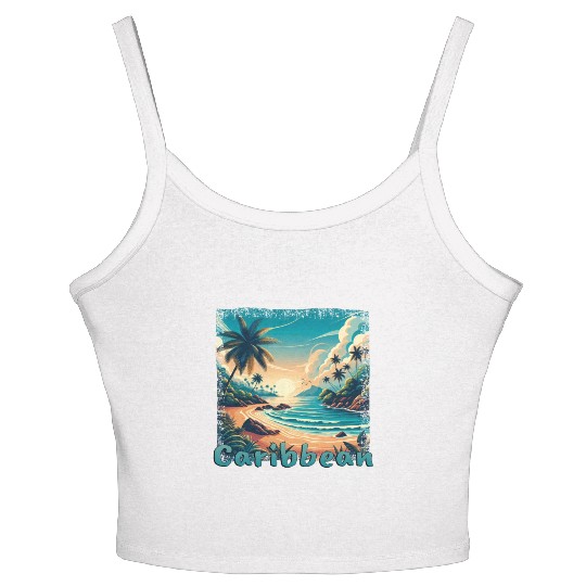 Caribbean Vacation Beach America Grunge Style Women's Spaghetti Strap Tank Top