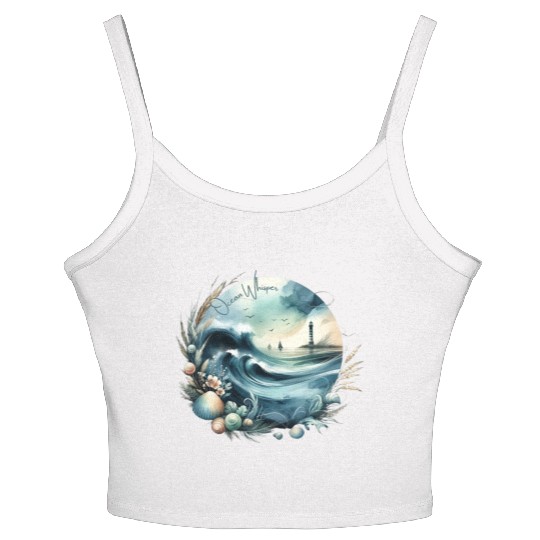 Ocean Whisper: Serene Seascape Art Women's Spaghetti Strap Tank Top