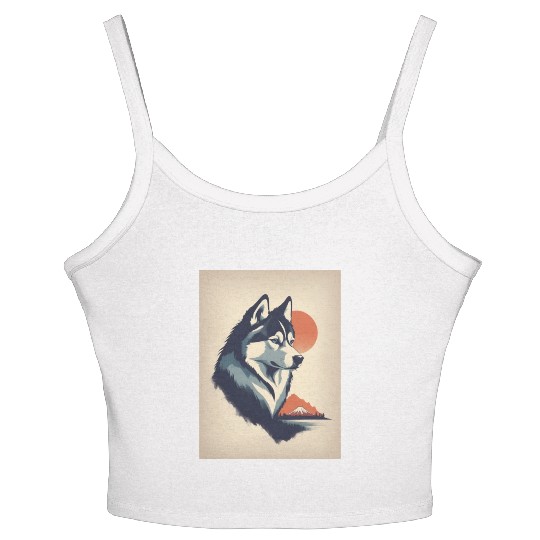 Husky Dog 3 - Japanese Old Vintage Women's Spaghetti Strap Tank Top