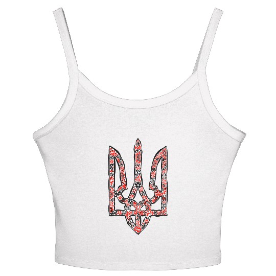 Ukraine trident Tryzub in red and black colors Women's Spaghetti Strap Tank Top