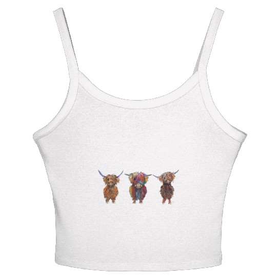 CoW PRiNT ANiMaL PRiNT HiGHLaND CoWS ' ALL THRee ' Women's Spaghetti Strap Tank Top