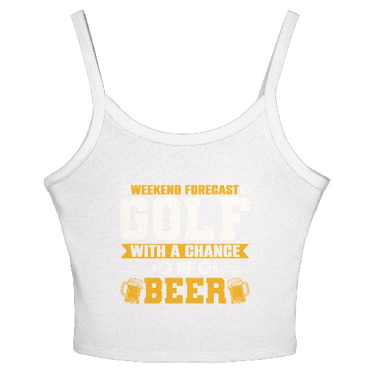 Weekend Forecast Golf with a Chance of Beer Women's Spaghetti Strap Tank Top
