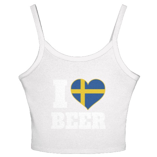 I Love Beer And Sweden Patriotic Expression Women's Spaghetti Strap Tank Top