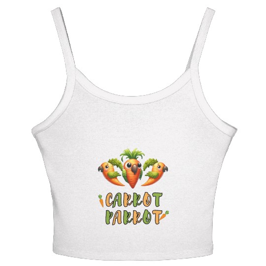 funny carrot parrot Women's Spaghetti Strap Tank Top