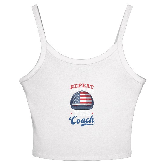 4th Of July Baseball Coach Repeat Yes Coach Women's Spaghetti Strap Tank Top
