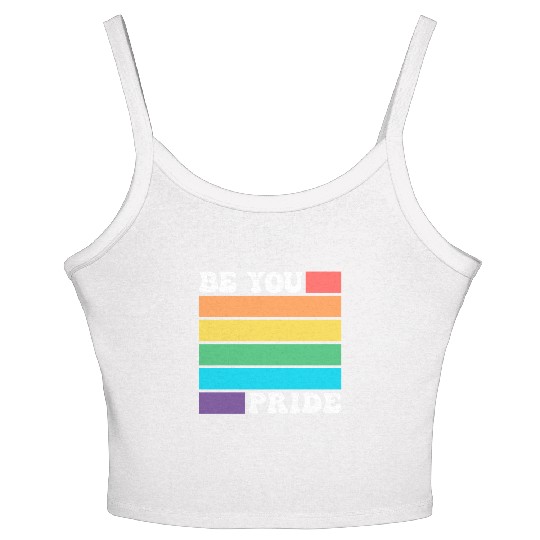 Be You LGBTQ Gay Lesbian Pride Ally Rainbow Flag Women's Spaghetti Strap Tank Top