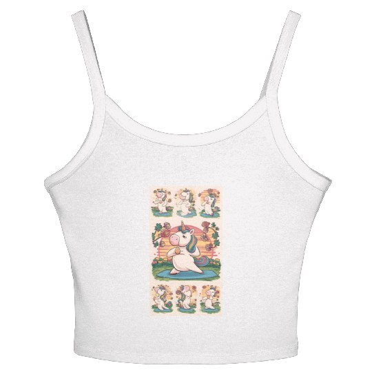 Unicorn Yoga Sunset Lake Rainbow Women's Spaghetti Strap Tank Top