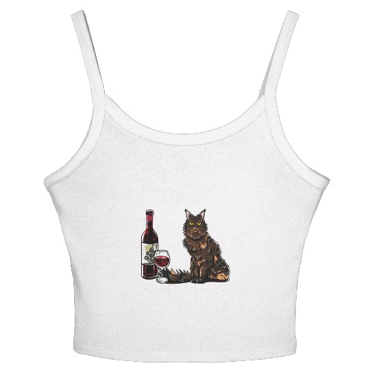 Womens She Needs A Maine and Wine Feline Cat Lover Women's Spaghetti Strap Tank Top