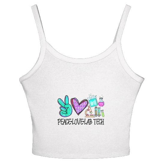 Peace Love Lab Tech Medical Laboratory Professiona Women's Spaghetti Strap Tank Top