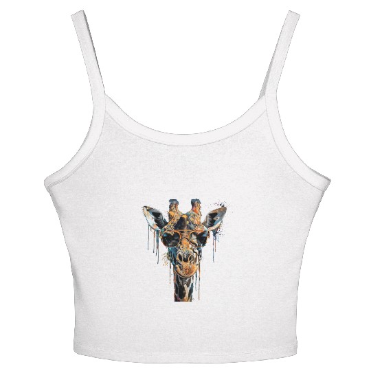 Cool Sunglasses Giraffe Covered In Rainbow Paint Women's Spaghetti Strap Tank Top