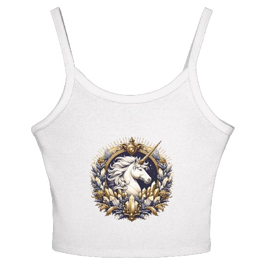 majestic unicorn artfully decorated Women's Spaghetti Strap Tank Top