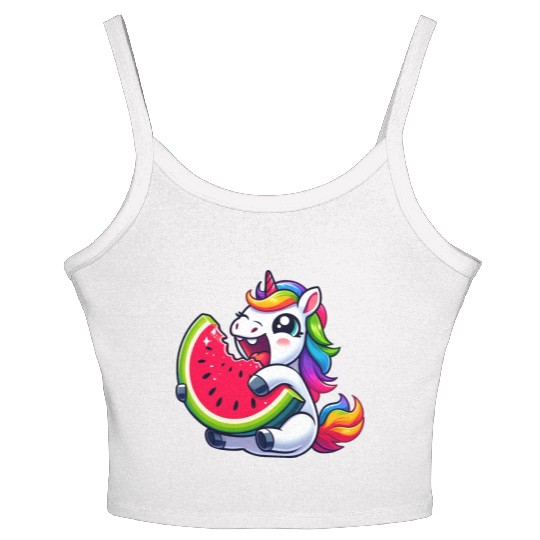 Unicorn Watermelon Summer Design Women's Spaghetti Strap Tank Top