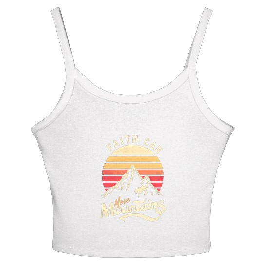 Faith can move mountains, retro sunset design Women's Spaghetti Strap Tank Top